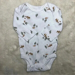 Child Of Mine Onesie  Diaper Shirt Long Sleeved White / Foxes Size 0-3 Months